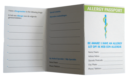 Allergie Paspoort (inclusief hoesje)